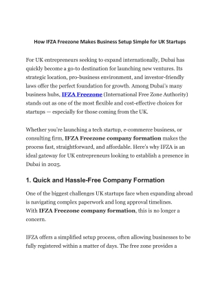 How IFZA Freezone Makes Business Setup Simple for UK Startups