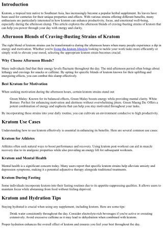 Afternoon Blends of Craving-Busting Strains of kraton