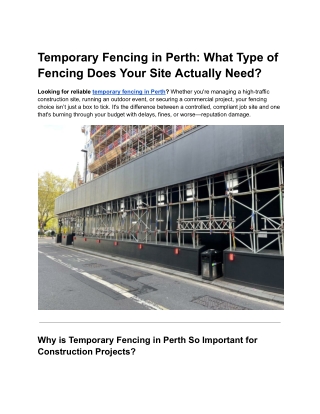 Temporary Fencing in Perth - What Type of Fencing Does Your Site Actually Need