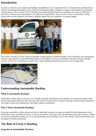 Exploring Sustainable Roofing Options with Circle G Roofing