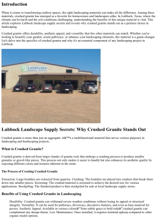 Lubbock Landscape Supply Secrets: Why Crushed Granite Stands Out