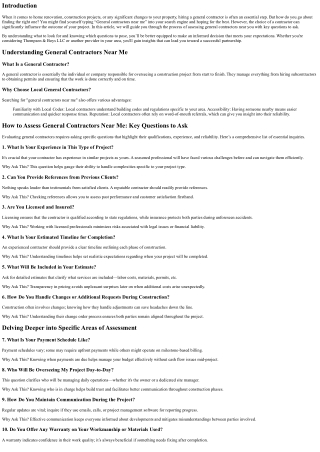 How to Assess General Contractors Near Me: Key Questions to Ask