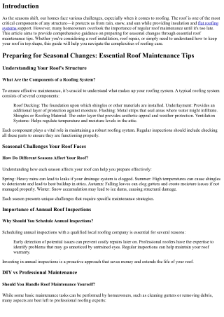 Preparing for Seasonal Changes: Essential Roof Maintenance Tips