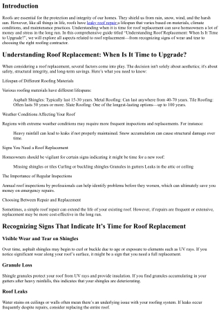 Understanding Roof Replacement: When Is It Time to Upgrade?