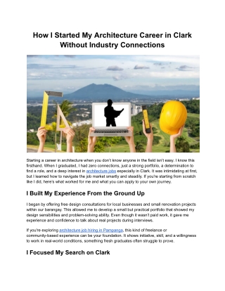 Tier 2 _ TCBP _ How I Started My Architecture Career in Clark Without Industry Connections