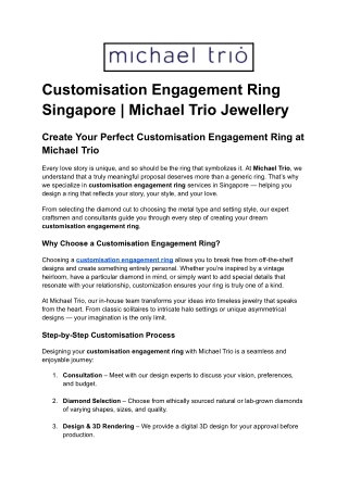 Customisation Engagement Ring Singapore _ Michael Trio Jewellery