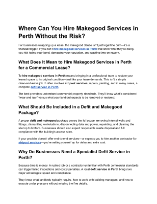 Where Can You Hire Makegood Services in Perth Without the Risk