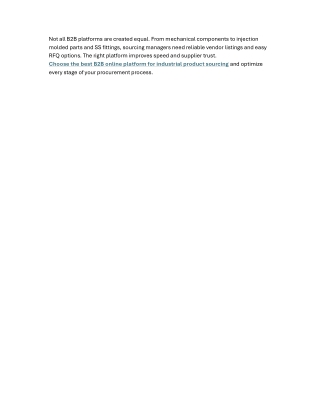 Choosing the Best B2B Online Platform for Industrial Product Sourcing