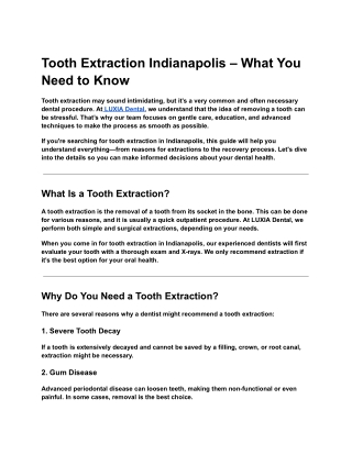 Tooth Extraction Indianapolis – What You Need to Know