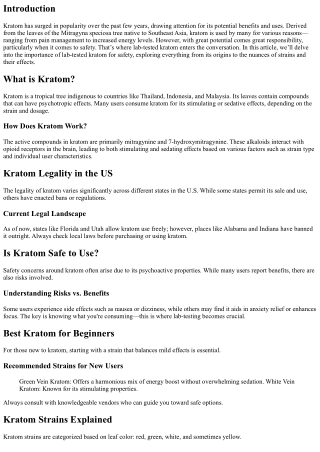 The Importance of Lab-Tested Kratom for Safety