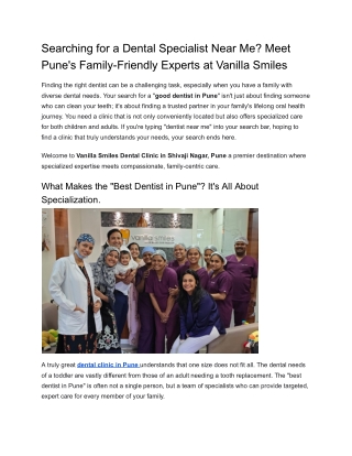 Dental Specialist Near Me Pune