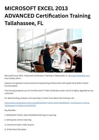 Microsoft Excel 2013 Advanced Certification Training in Tallahassee, FL