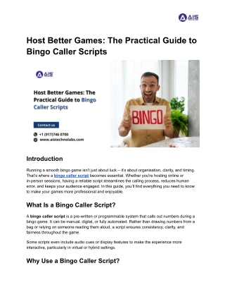 Host Better Games_ The Practical Guide to Bingo Caller Scripts