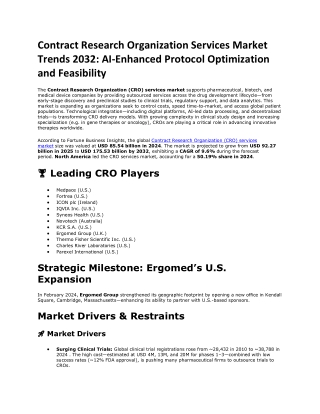 Contract Research Organization Services Market size report, 2032