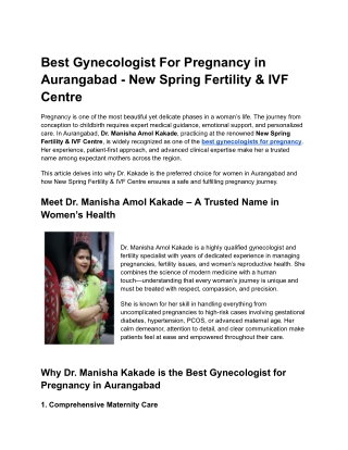 Best Gynecologist For Pregnancy in Aurangabad