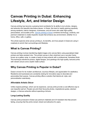 Canvas Printing in Dubai