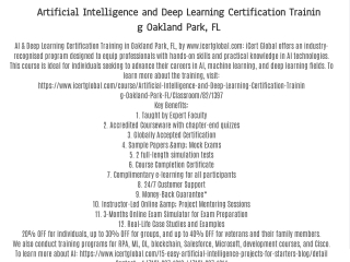 Artificial Intelligence and Deep Learning Certification Training Oakland Park, FL