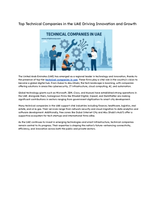 Top Technical Companies in the UAE Driving Innovation and Growth