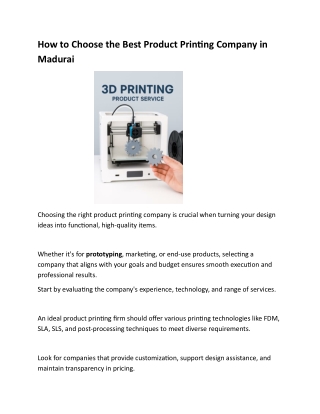 How to Choose the Best Product Printing Company in Madurai