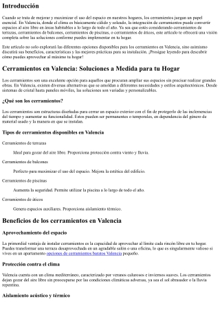 Cerramientos en Valencia: Soluciones a Medida para tu Hogar