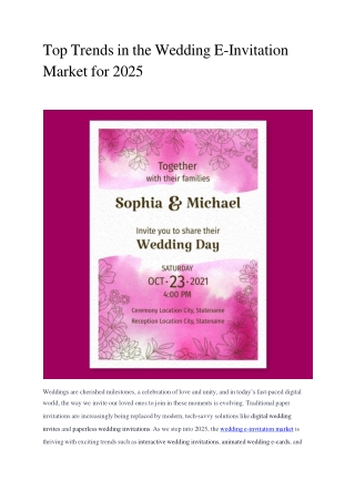 Top Trends in the Wedding E-Invitation Market for 2025