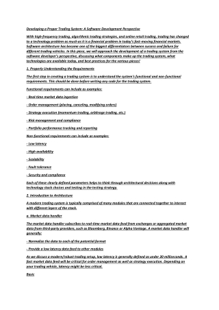 developing a proper trading system a software