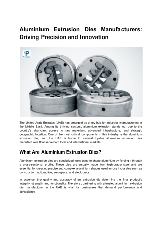 Aluminium Extrusion Dies Manufacturers_ Driving Precision and Innovation