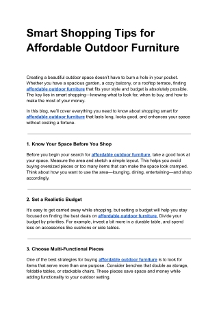 Smart Shopping Tips for Affordable Outdoor Furniture