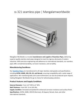 ss 321 seamless pipe mangalamworldwide