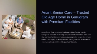 Anant Senior Care – Trusted Old Age Home in Gurugram with Premium Facilitiesv