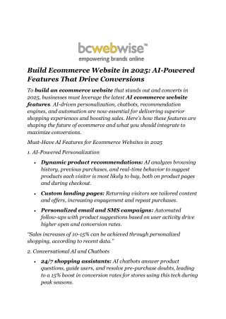 build ecommerce website in 2025 ai powered