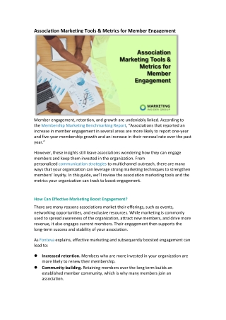 Association Marketing Tools & Metrics for Member Engagement