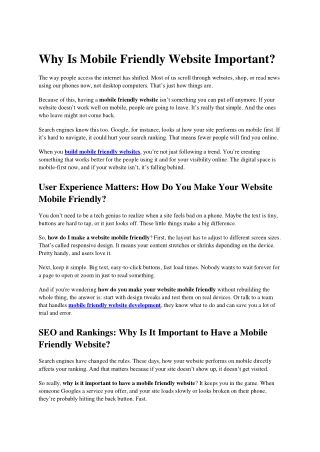 i. Why Is Mobile Friendly Website Important