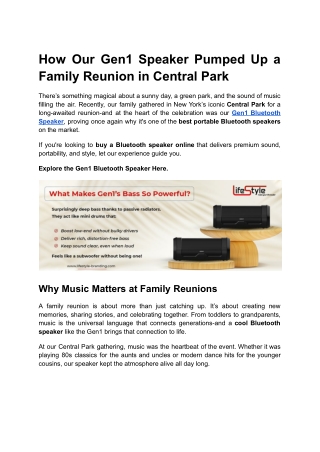 How Our Gen1 Speaker Pumped Up a Family Reunion in Central Park