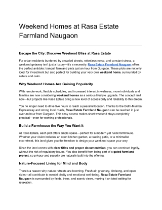 Weekend Homes at Rasa Estate Farmland Naugaon