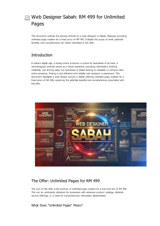 Web Designer Sabah_ RM 499 for Unlimited Pages