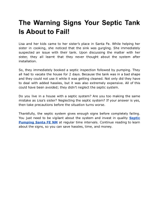The Warning Signs Your Septic Tank Is About to Fail!