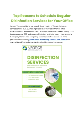 Top Reasons to Schedule Regular Disinfection Services for Your Office