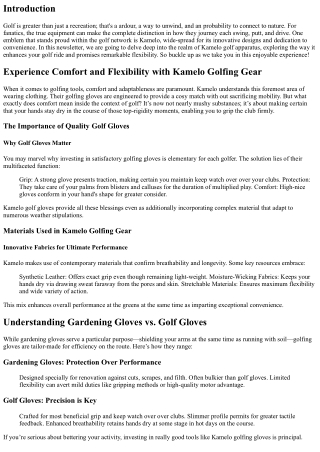 Experience Comfort and Flexibility with Kamelo Golfing Gear
