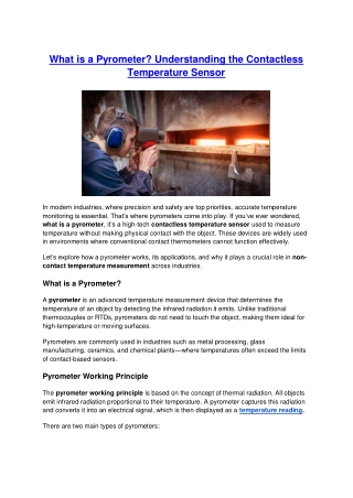 What is a Pyrometer - Contactless Temperature Measurement Guide