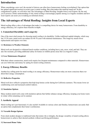 The Advantages of Metal Roofing: Insights from Local Experts
