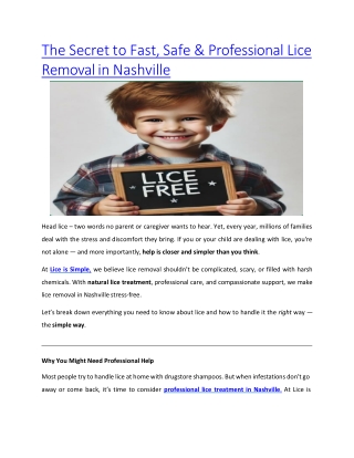 the secret to fast safe professional lice removal in nashville