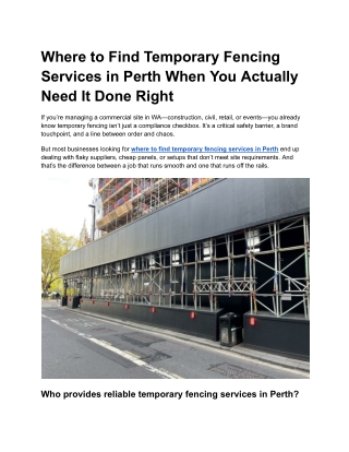 Where to Find Temporary Fencing Services in Perth When You Actually Need It Done Right