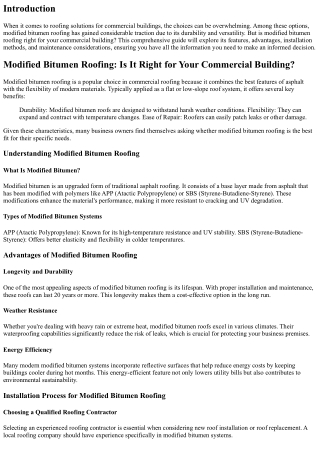 Modified Bitumen Roofing: Is It Right for Your Commercial Building?