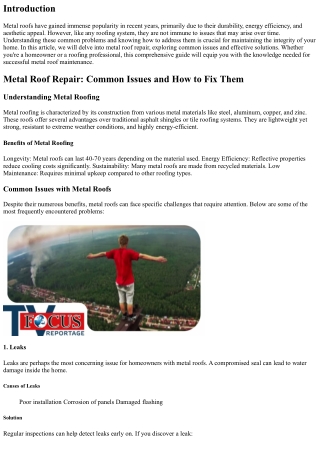 Metal Roof Repair: Common Issues and How to Fix Them
