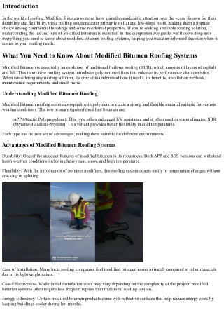 What You Need to Know About Modified Bitumen Roofing Systems