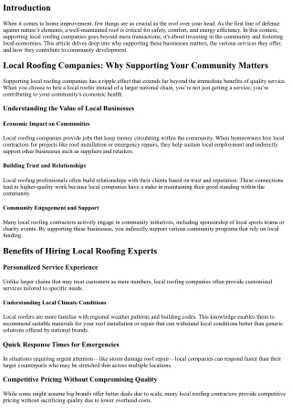 Local Roofing Companies: Why Supporting Your Community Matters