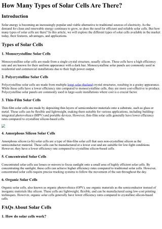 how many types of solar cells are there
