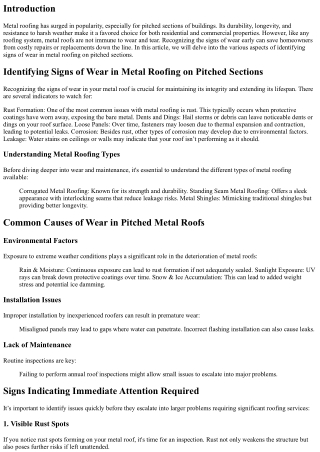 Identifying Signs of Wear in Metal Roofing on Pitched Sections