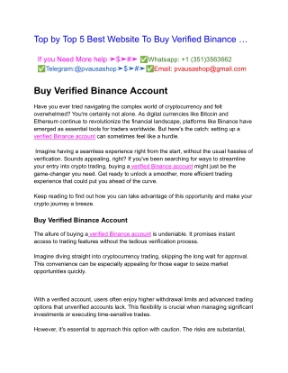 Top by Top 5 Best Website To Buy Verified Binance …